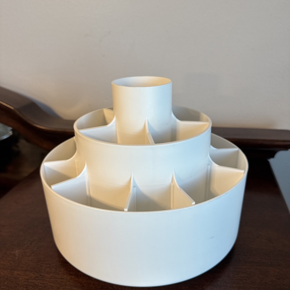 Pampered Chef Tool Turn About White Carousel Utensil Holder Caddy #2170